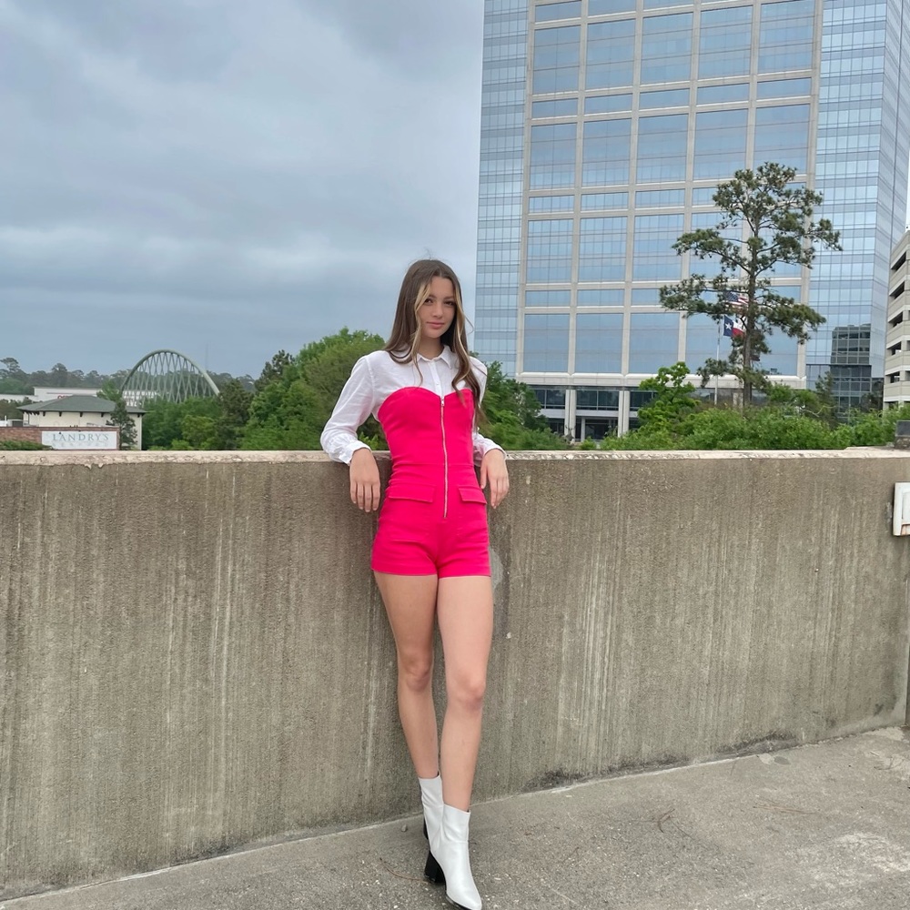 hot pink romper